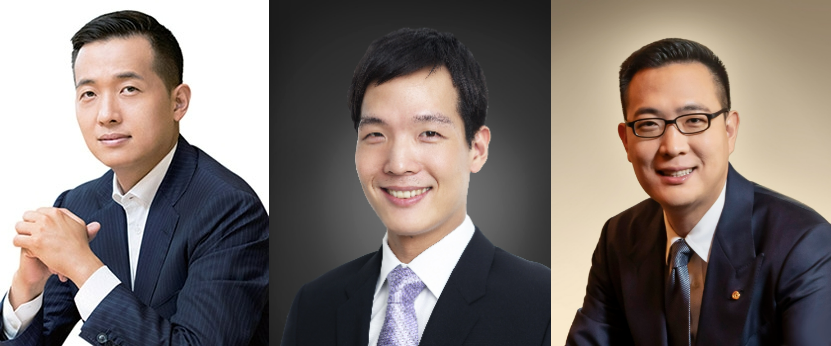 (왼쪽부터) 한화그룹 김동관 부회장, 김동원 사장, 김동선 부사장. /사진제공=각 사