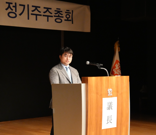 이창재 대웅제약 대표가 제23기 대웅제약 정기 주주총회에서 발언하고 있다. /사진=대웅제약