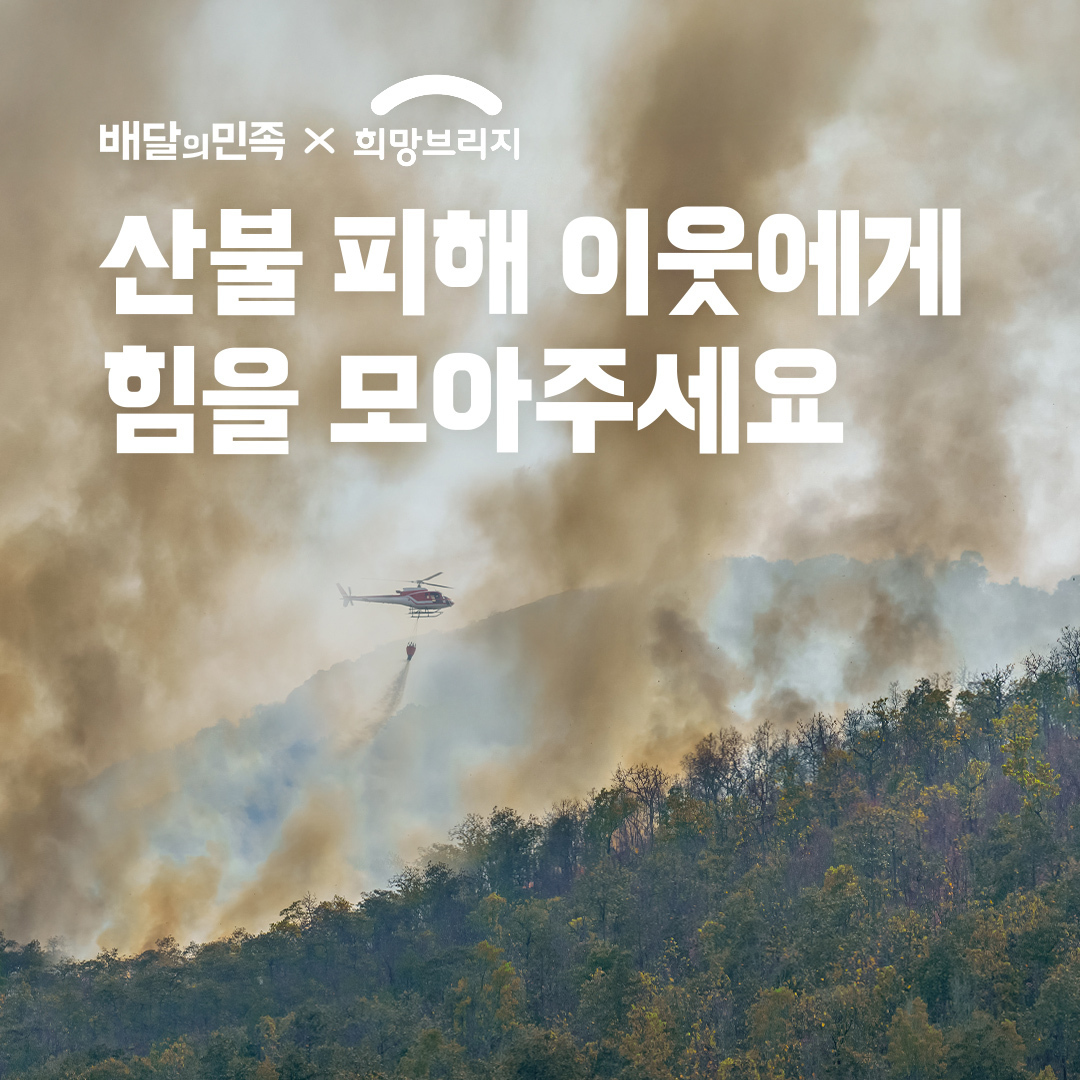 배달의민족을 운영하는 우아한형제들이 산불 피해를 위해 3억원을 전달했다. /사진제공=우하한형제들