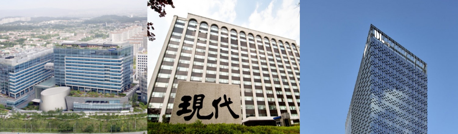 삼성물산 건설부문 사옥(왼쪽), 현대건설 사옥(가운데), DL이앤씨 사옥 / 사진제공=각 사
