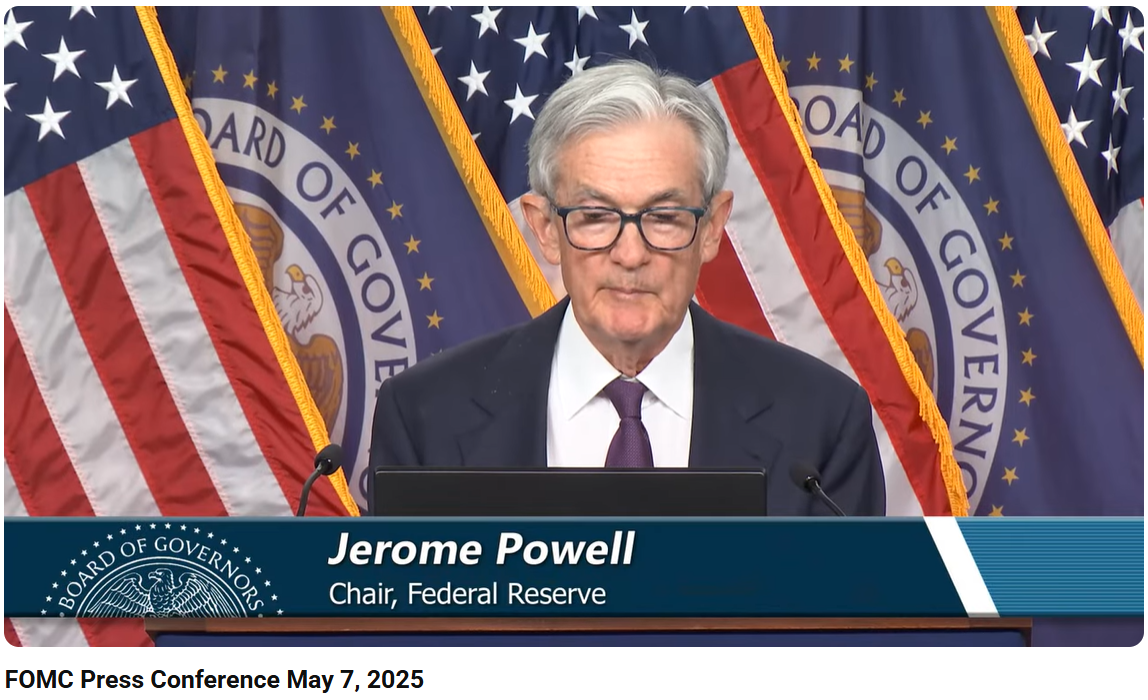 제롬 파월 미국 연준(Fed) 의장 기자회견(2025.05.07) / 사진출처= Federal Reserve 유튜브 채널 갈무리