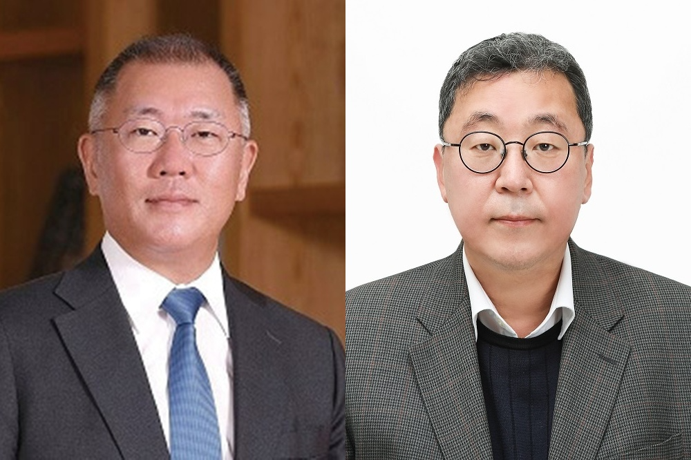 정의선 현대차그룹 회장(왼쪽)과 이규복 현대글로비스 대표. / 사진=각사