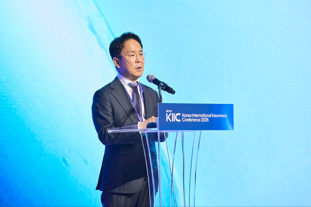 이문화 삼성화재 대표가 지난 4~5일 영종도 인스파이어 리조트에서 열린 국내 최대 글로벌 보험 컨퍼런스 '제2회 KIIC'에서 축사를 하고 있다.(2025.06.04.)./사진제공=삼성화재