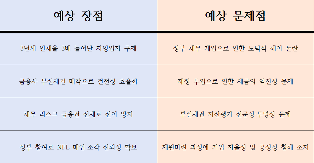 배드뱅크 도입으로 인한 예상 효과 및 문제점