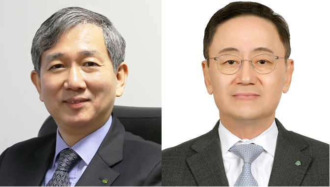 신영증권의 황성엽 각자 대표이사(왼쪽), 금정호 각자 대표이사(오른쪽). / 사진제공= 신영증권
