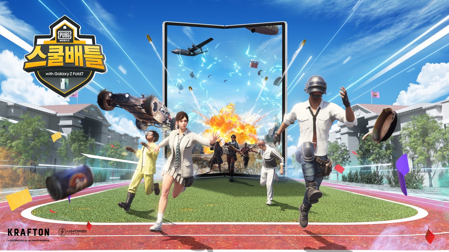 크래프톤, 삼성전자와 배그 모바일 ‘스쿨배틀 with 갤럭시Z폴드7’ 개최. / 사진=크래프톤