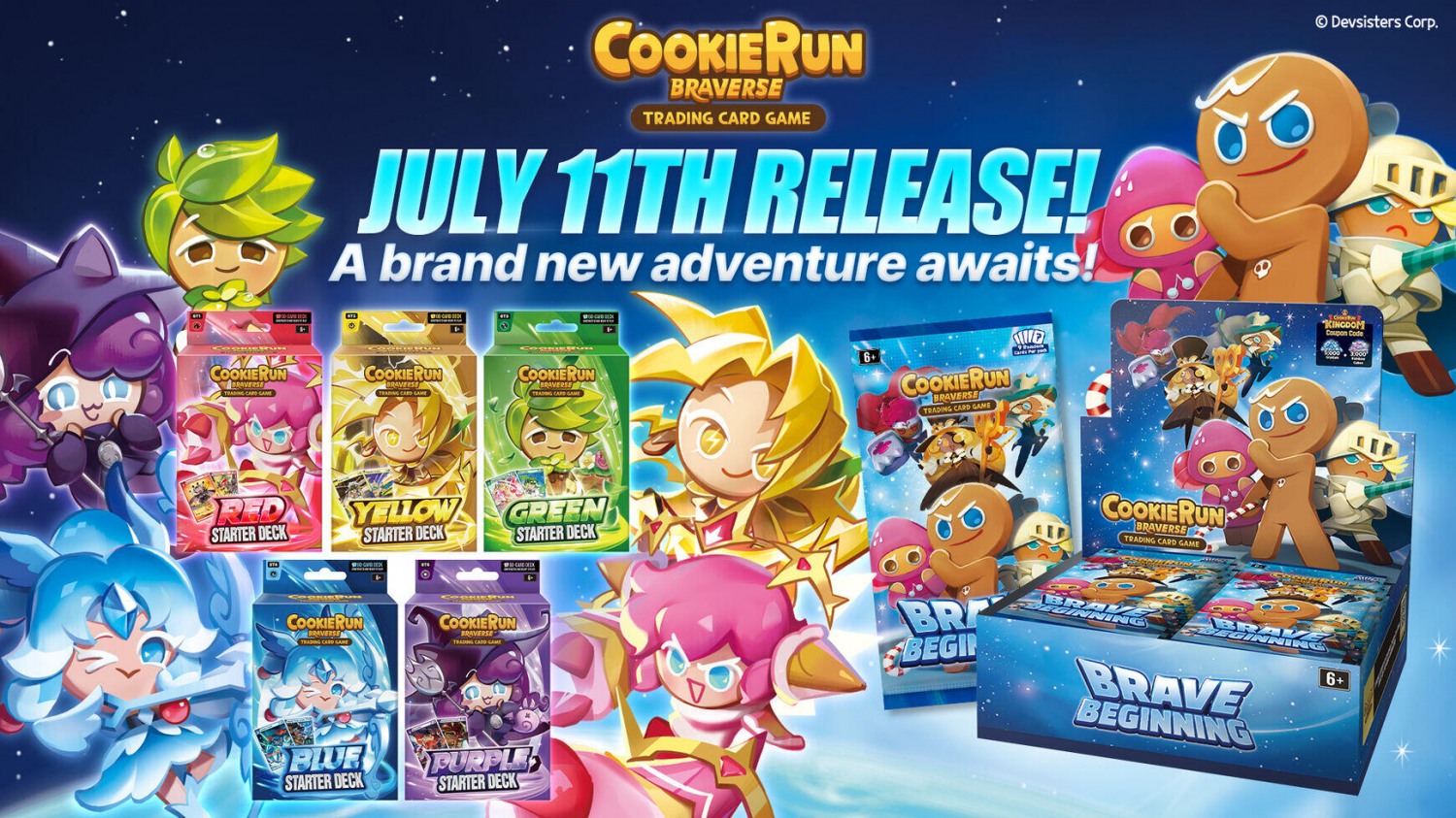 데브시스터즈는 트레이딩 카드 게임(TCG) 본고장 북미(미국∙캐나다)에 ‘쿠키런: 브레이버스 카드 게임’을 정식 출시했다고 14일 밝혔다. / 사진=데브시스터즈