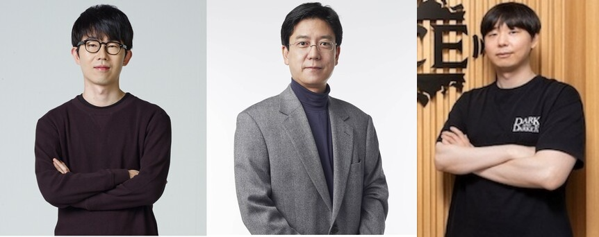 (왼쪽부터) 강대현, 김정욱 넥슨 공동대표, 최주현 아이언메이스 대표. / 사진=각 사