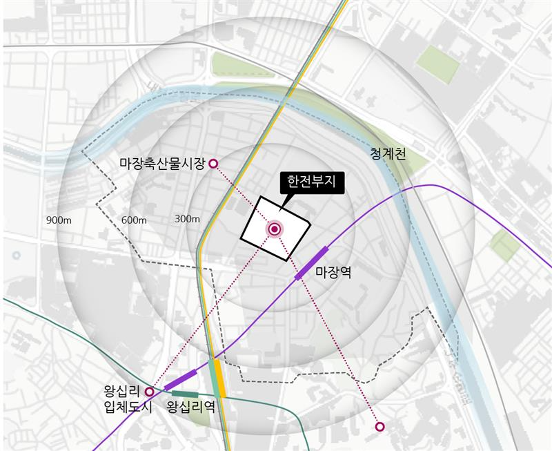 마장동 한전물류센터 부지 위치도./사진제공=BS그룹
