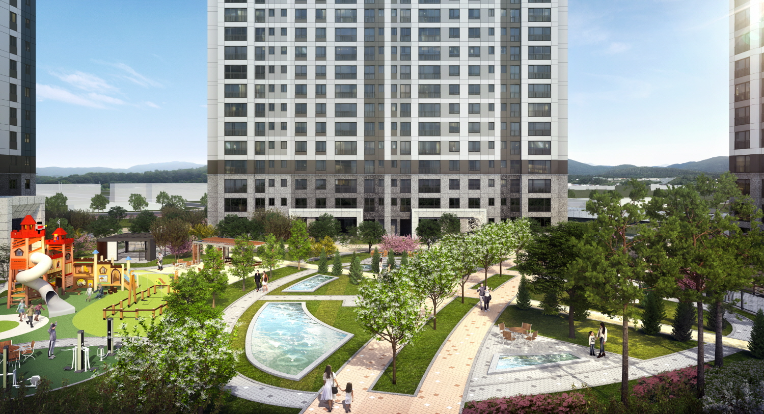 ‘신분평 더웨이시티 제일풍경채’ 물소리마당 조감도./사진제공=HM그룹