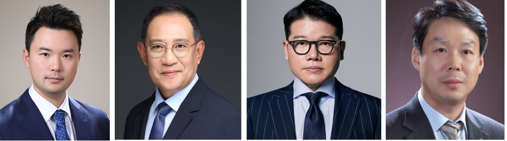 (왼쪽부터) 이규호 코오롱 대표이사, 허성 코오롱인더 대표이사, 유석진 코오롱인더 대표이사, 김영범 코오롱ENP 대표이사.