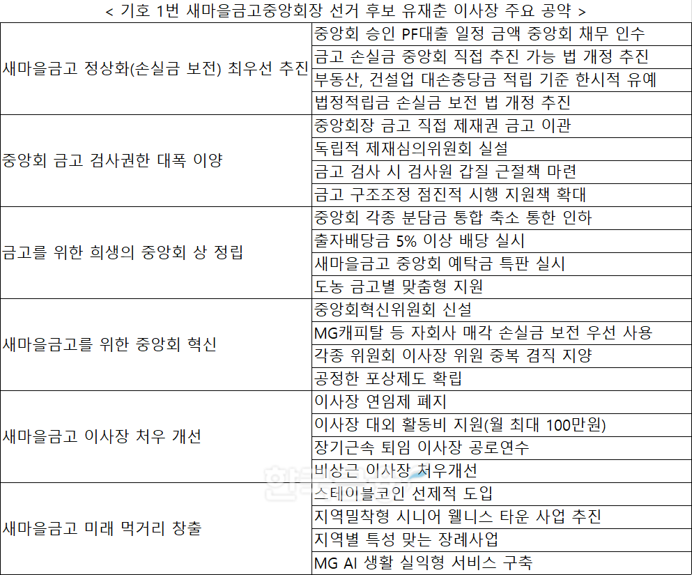 자료 = 새마을금고중앙회장 선거 공보