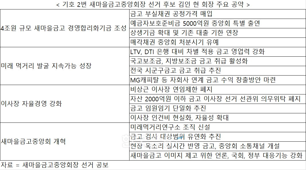 자료 = 새마을금고중앙회장 선거 공보