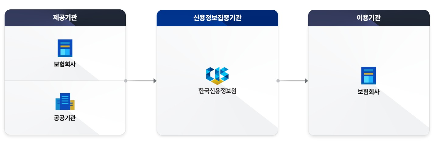 한국신용정보원 보험신용정보 제공 개요도 / 사진=한국신용정보원 홈페이지 갈무리