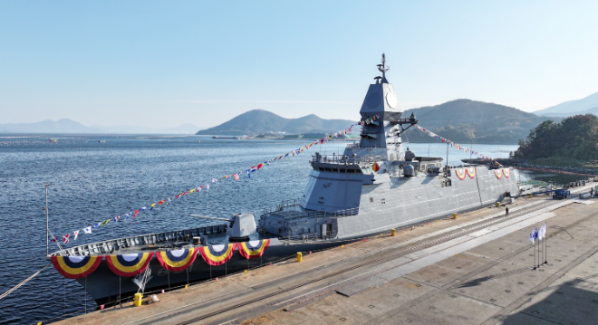 SK오션플랜트 해군 전남함(울산급 Batch-Ⅲ 3번함, 3600톤급) 진수식./사진제공=SK오션플랜트