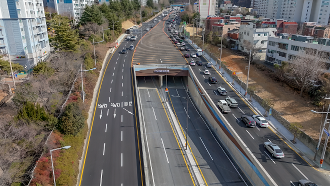 만덕센텀고속화도로 개통 앞두고 촬영한 만덕IC전경./사진제공=GS건설