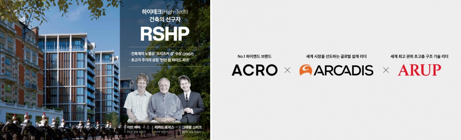 현대건설과 협업에 나서는 세계적인 건축설계사 RSHP와 DL이앤씨 ACRO와 손잡은 아르카디스·에이럽./사진제공=각 사