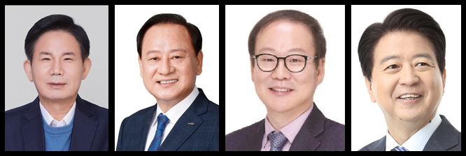 왼쪽부터 박강수 마포구청장, 유동균 전 마포구청장, 박경수 마포미래발전연구원장, 노웅래 전 국회의./사진=마포구