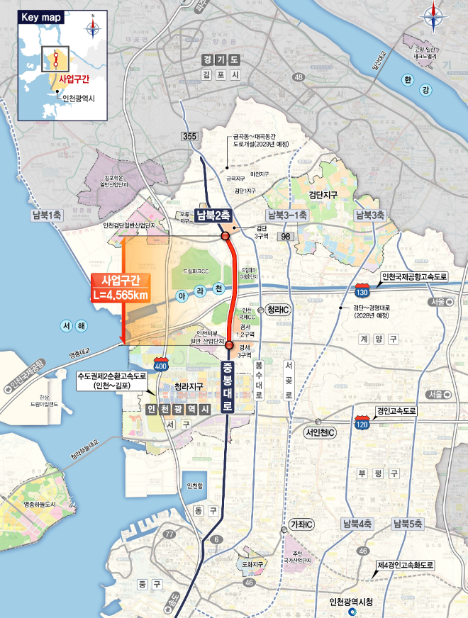 중봉터널 민간투자사업 위치도./사진제공=DL건설