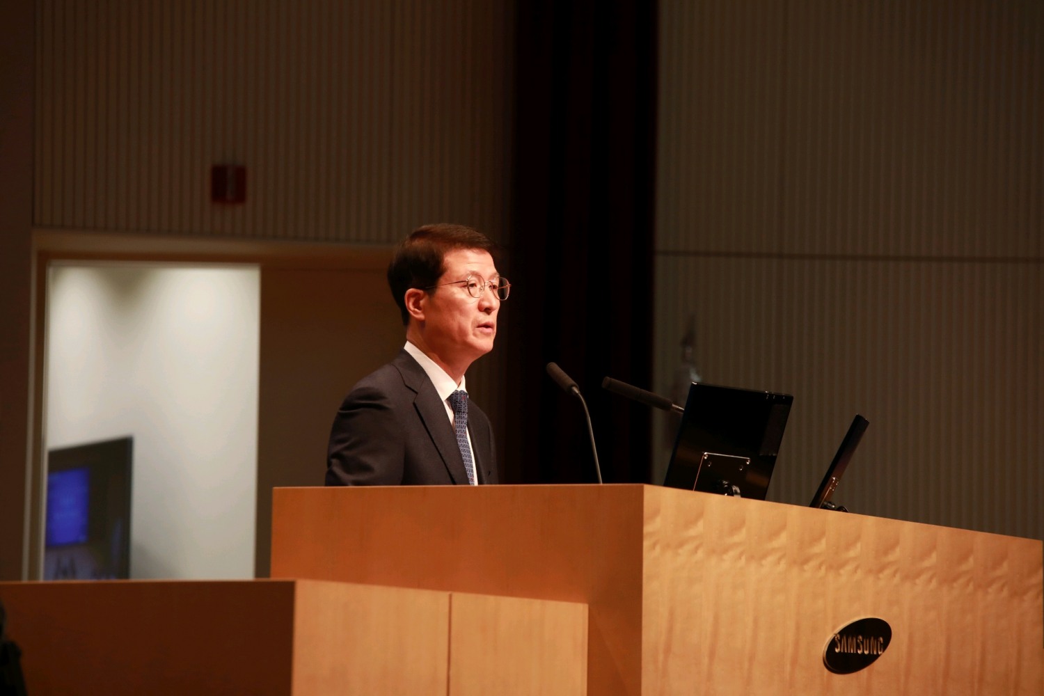 오세철 삼성물산 대표이사 사장이 주주들에게 인사말을 전하는 모습./사진제공=삼성물산