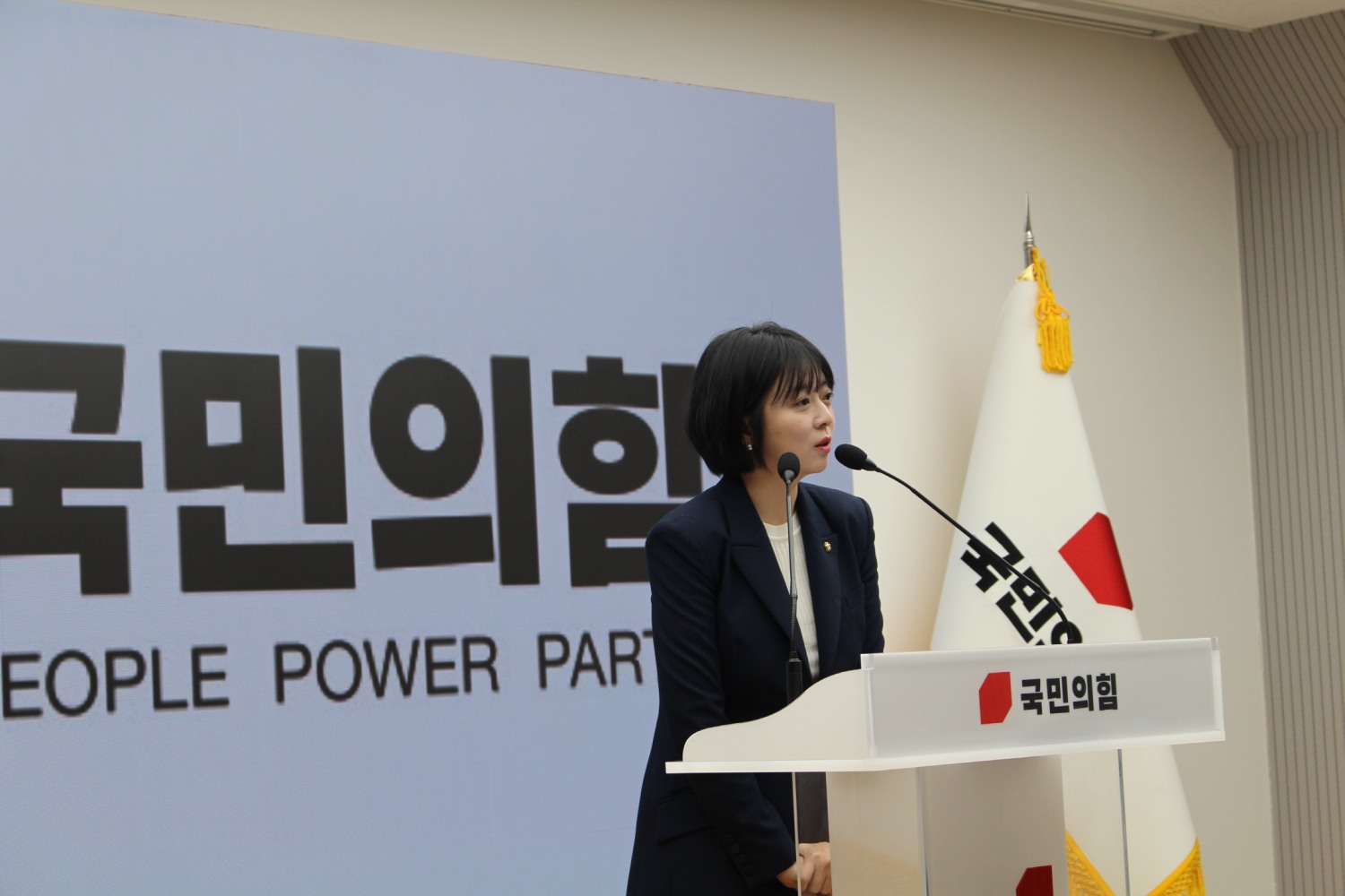 배현진 국민의힘 서울특별시당 공천위원장이 발언을 하는 모습./사진=국민의힘 서울시당