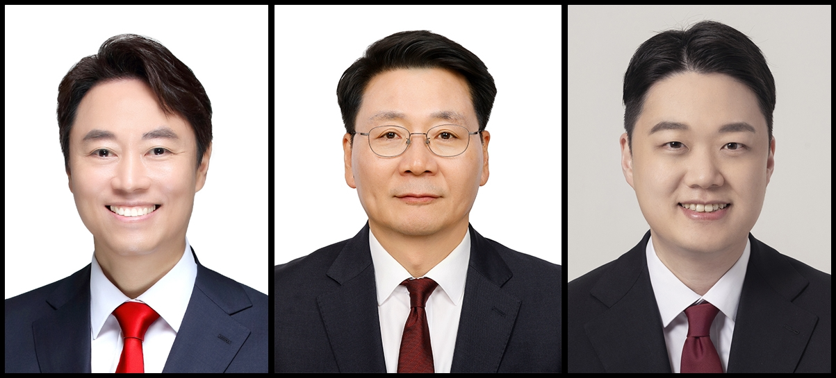 왼쪽부터 김경대 전 용산구청장 후보, 김형석 전 통일부 차관, 조상현 전 기획재정부 장관 정책보좌관./사진=중앙선거관리위원회