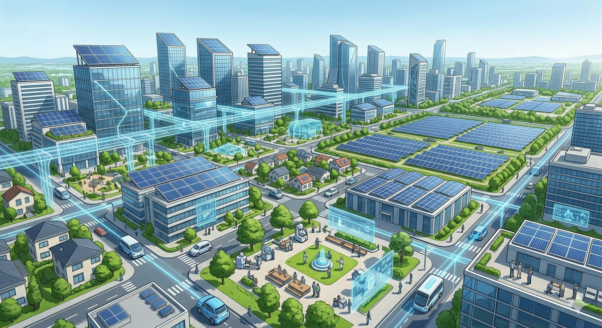 전명산 소셜인프라테크 테표는 자신이 구상한 'ABCity'라는 AI와 블록체인, 태양광 전기생산시스템을 결합한 도시를 가동하기 위한 도시운영체제 'CityOS'를 한국과학기술원과 함께 개발하고 있다. 생성형AI 활용.