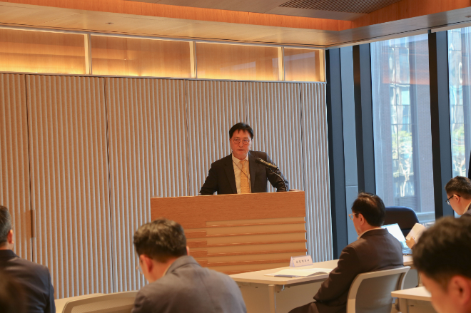 DL이앤씨 대표이사가 25일 서울 강서구 본사에서 열린 제5기 정기 주주총회에서 인사말을 하고 있다./사진제공=DL이앤씨