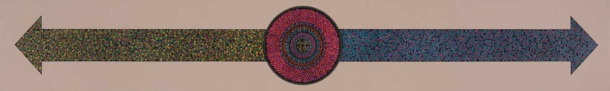 허준 작, 관계의 방향1, 34 x 226.5cm, 한지에 혼합재료, 2025