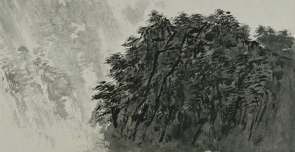 Oriental Mountain, 70x 130cm, Ink on Hanji Paper, 2020