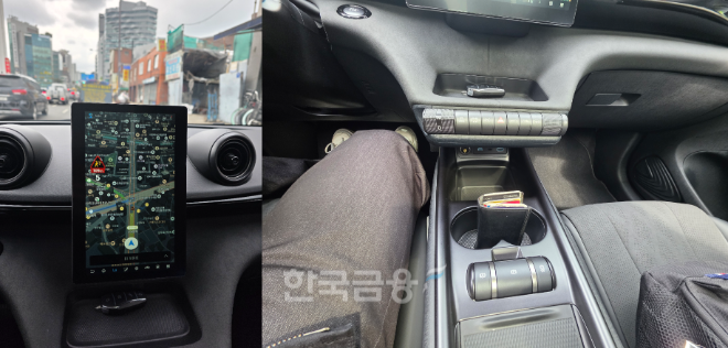 BYD 돌핀 내부에 탑재된 인포테인먼트 디스플레이와 센터 콘솔. / 사진=김재훈 기자