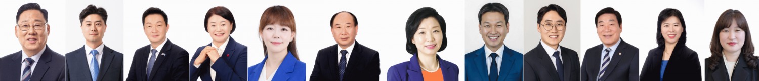 (사진 왼쪽부터)서천열(가),김태현·이태열(나 1-가·나),김길자(다),하혜진·윤준용(라 1-가·나),박미영(마),김태호(바),박제욱·유승용(사 1-가·나),오지연·권은영(비례 1·2) 후보./사진제공=중앙선거관리위원회