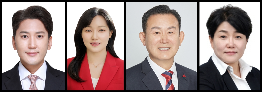 왼쪽부터 이민석 1선거구 후보, 이효원 2선거구 후보. 한일용 3선거구 후보, 한정민 4선거구 후보./사진=중앙선관위원회