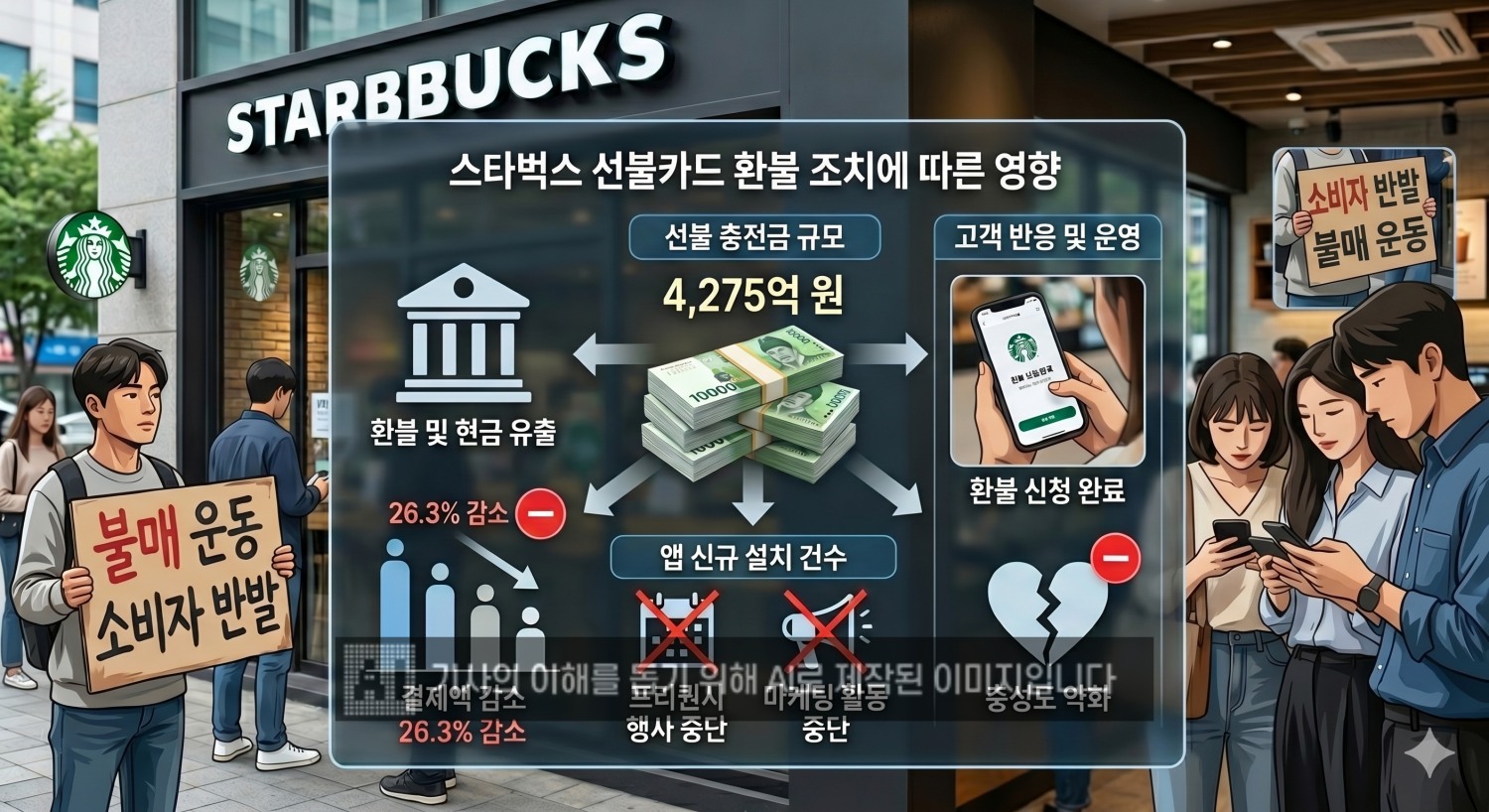 스타벅스 코리아가 1일부터 오는 14일까지 선불카드 환불에 나선다. / 이미지=생성형AI