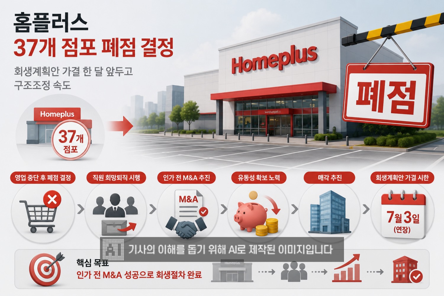 홈플러스가 37개 점포 폐점을 결정했다. /그림=생성형AI