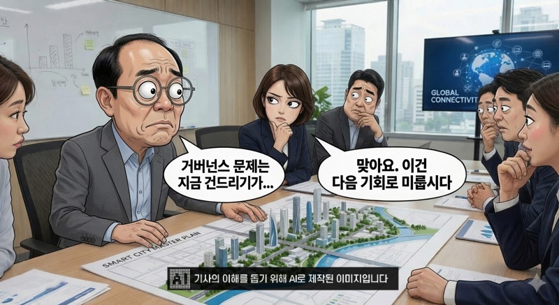 스마트 시티 프로젝트에서 거버넌스는 늘 화두로 언급되었지만, 항상 배제되었다. 행정 권력을 건드리는 문제, 법적 근거 문제, 어떻게 새로운 거버넌스 모델을 만들 것인가 하는 문제 때문에 슬쩍 다음 과제로 넘겨졌다.(이미지=생성형AI활용)