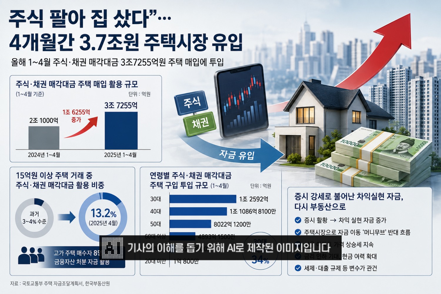 "주식 팔아 집 샀다"…4개월간 3.7조원 주택시장 유입
