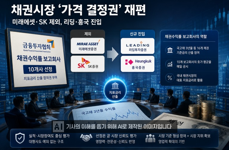 채권시장 ‘가격 결정권’ 재편…미래에셋·SK 제외, 리딩·흥국 진입