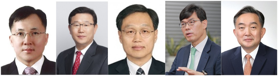 (왼쪽부터) 유재훈 전 금융위 국장, 설인배 전 금감원 부원장보, 박상욱 전 금감원 부원장보, 안철경 전 보험연구원장, 신현준 전 신용정보원장./사진=한국금융 DB