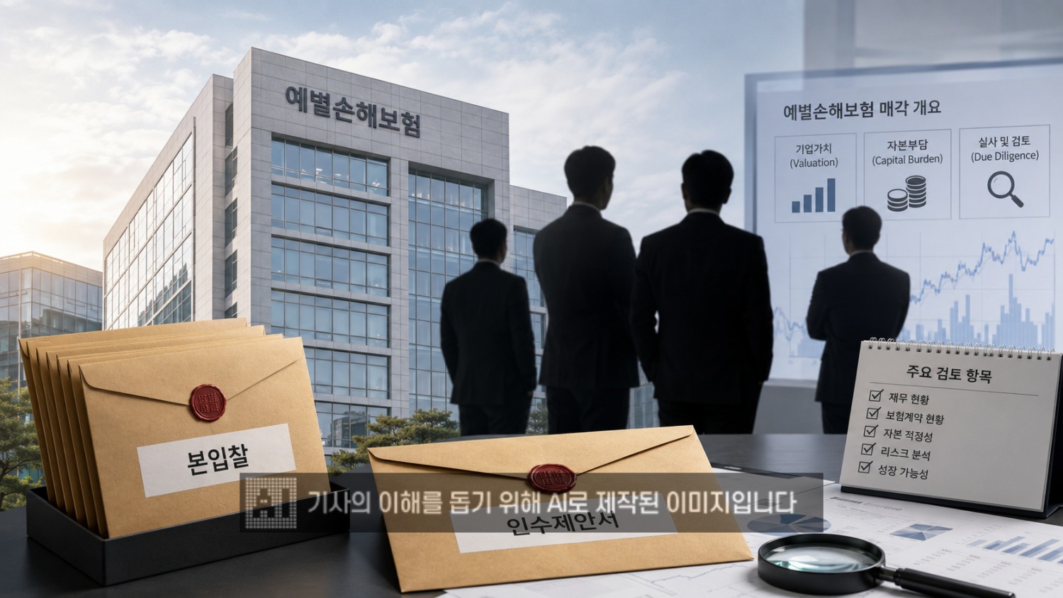 예별손해보험 인수전 관련 그래픽. 사진=chatGPT 생성