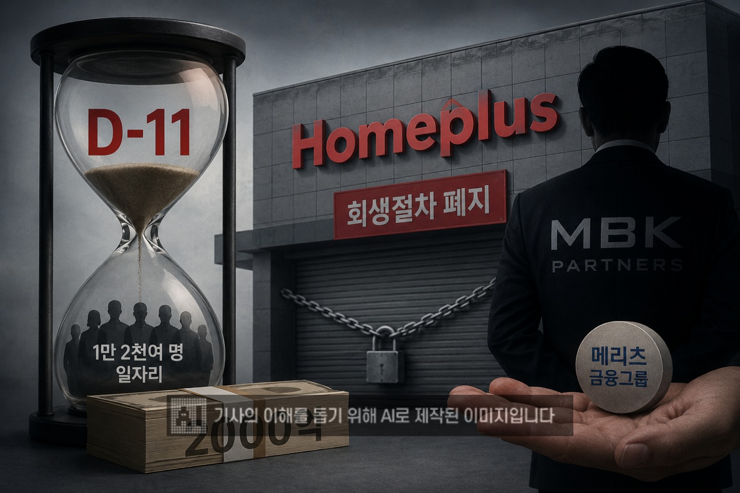 홈플러스가 오는 17일까지 2000억 원을 마련하면 회생 절차를 다시 재개할 수 있다. /사진=생성형AI