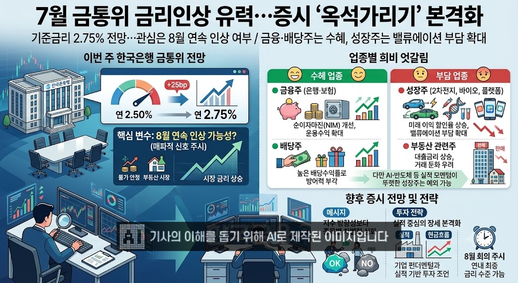 7월 금통위 금리인상 유력…증시 '옥석가리기' 본격화