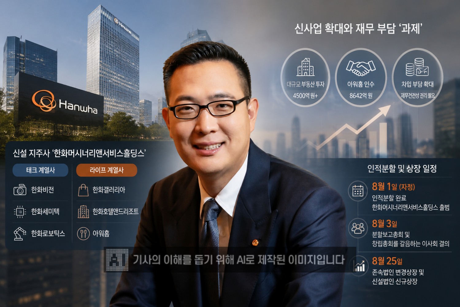 김동선 부사장이 이끄는 한화머시너리앤서비스홀딩스가 오는 8월1일 출범한다. /사진=생성형AI