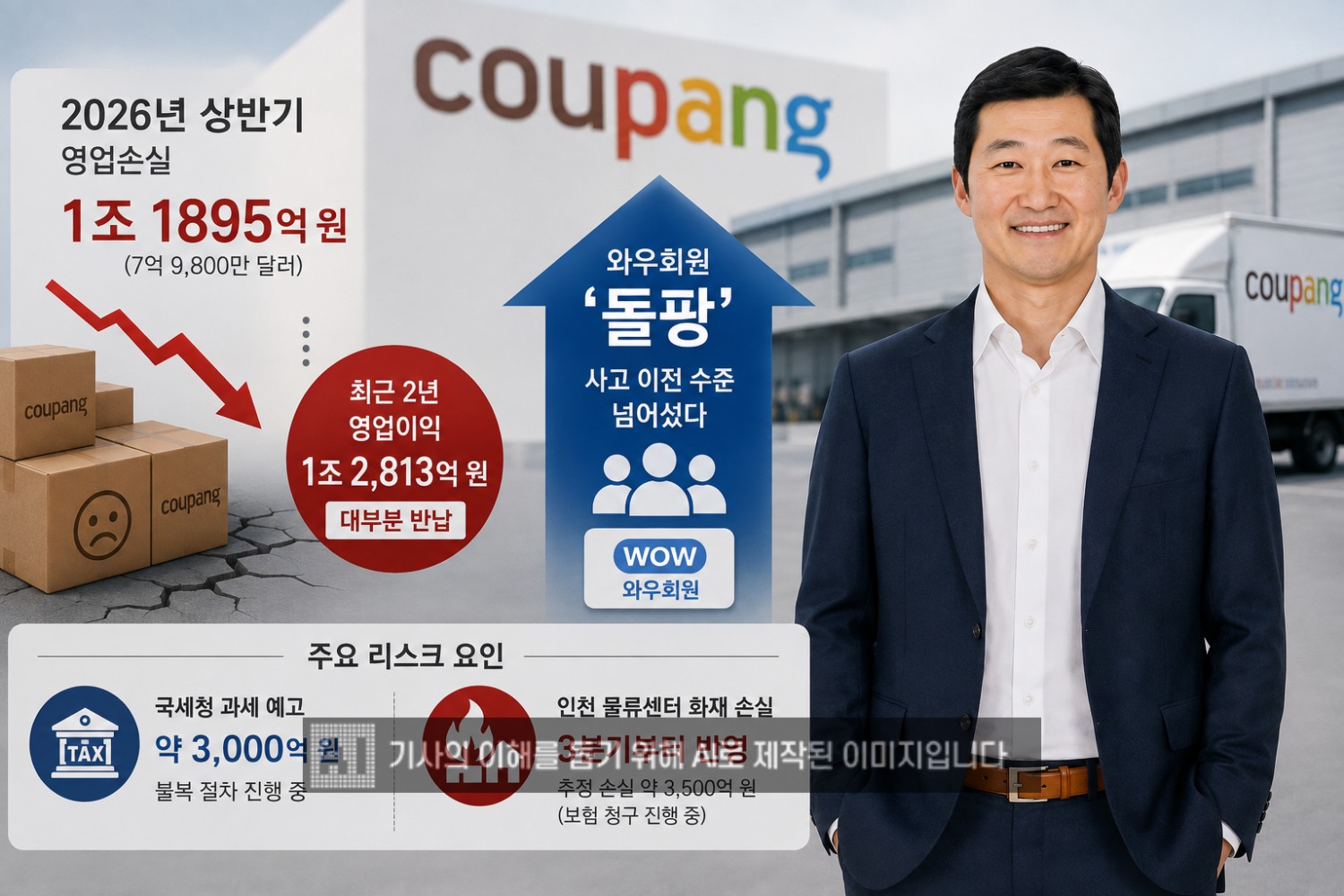 쿠팡은 올해 2분기 8350억 원의 영업손실을 냈다. /사진=생성형AI
