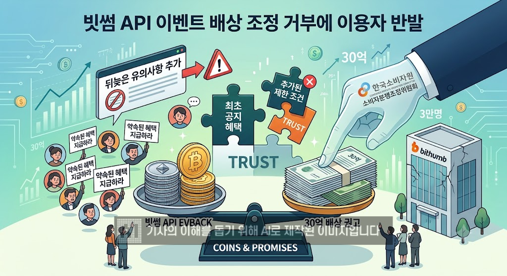빗썸 API 이벤트 '뒤늦은 유의사항 추가' 논란…30억원 배상 조정 거부에 이용자 반발