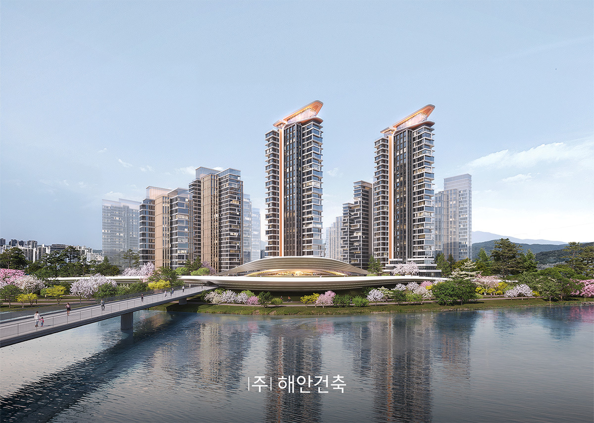 해안건축 올림픽훼밀리타운 조감도. /사진제공=해안건축