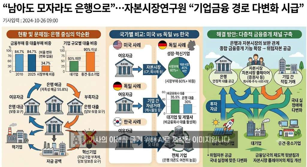"남아도 모자라도 은행으로"…자본시장연구원 “기업금융 경로 다변화 시급”