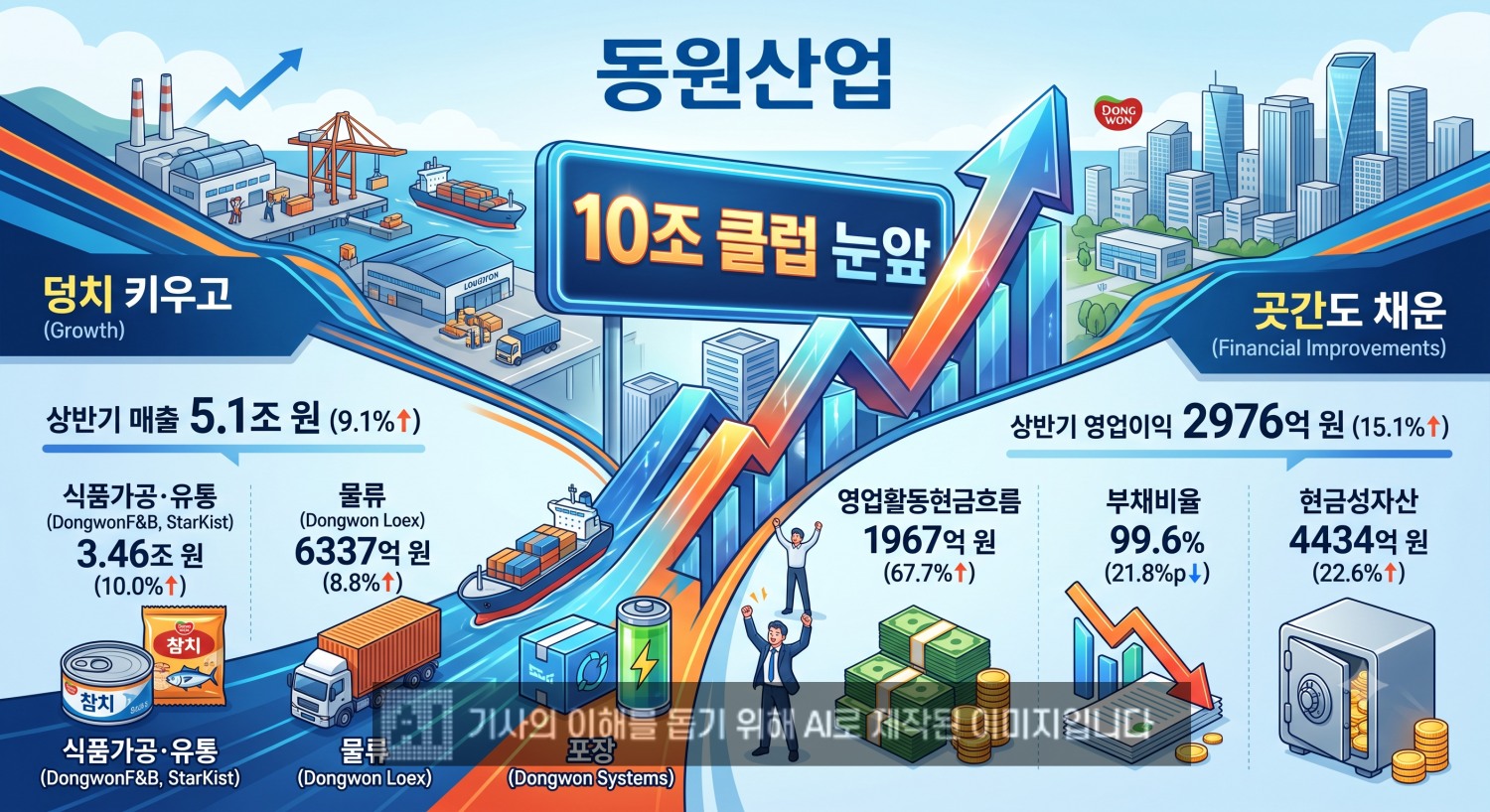 동원산업이 연 매출 10조 원 달성에 가까워지고 있다. /사진=생성형 AI