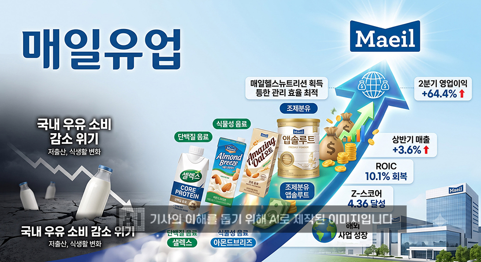 ▲ 매일유업이 올해 상반기 수익성 개선과 함께 자본효율을 끌어올렸다. 이미지 = 생성형 AI