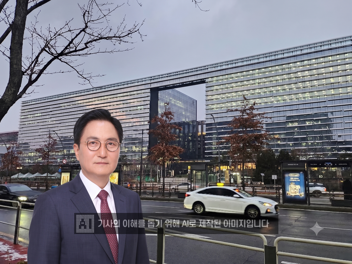 박상신 DL이앤씨 대표이사와 마곡 본사 전경. /AI생성 이미지
